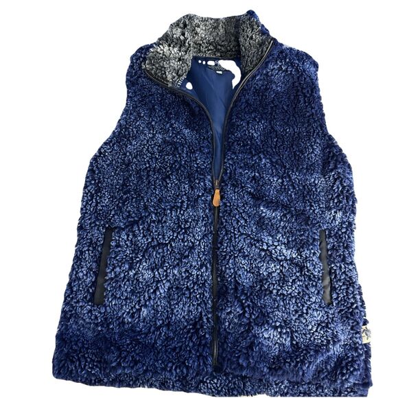 Simply Southern Vest Womens L Blue Blue Faux Fur Full Zip Pockets Sleeveless - Picture 2 of 10